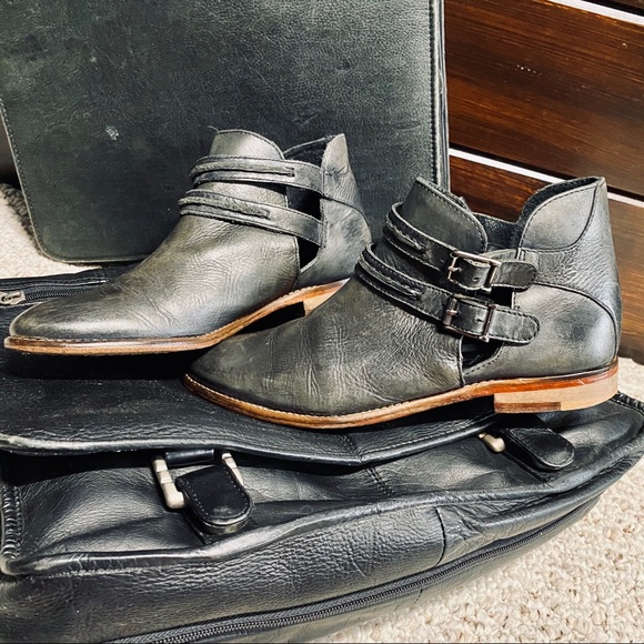 Free people low heel double buckle leather city style shooties size 37M EXC COND - Picture 9 of 15